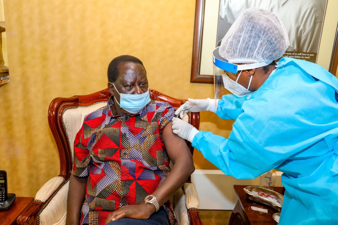 ODM leader Raila Odinga Receives First Jab of Covid-19 Vaccine