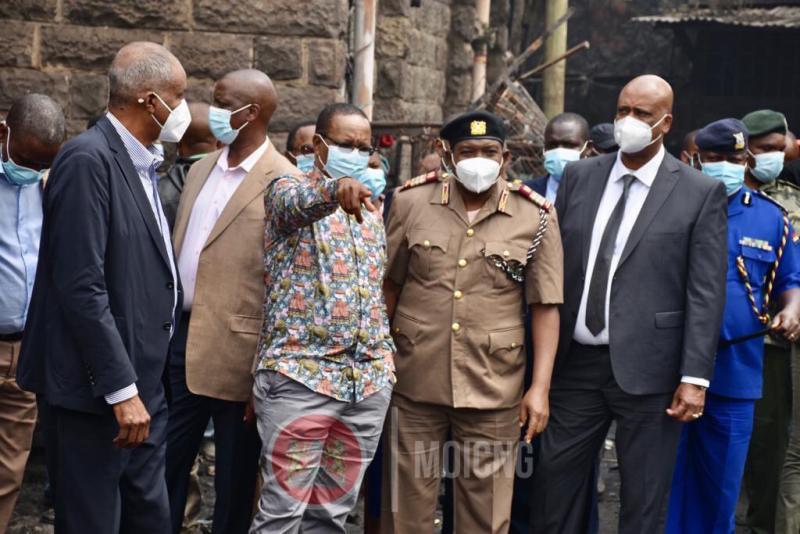 Interior PS Karanja Kibicho, NMS boss   Lt. General Badi  and  Kamukunji MP Yusuf Hassan in Gikomba. 