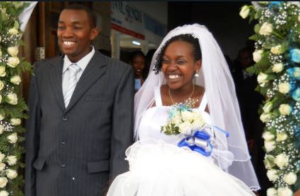 File Image of Evans Kamau and Esther Njigi Nyaga during their wedding.  