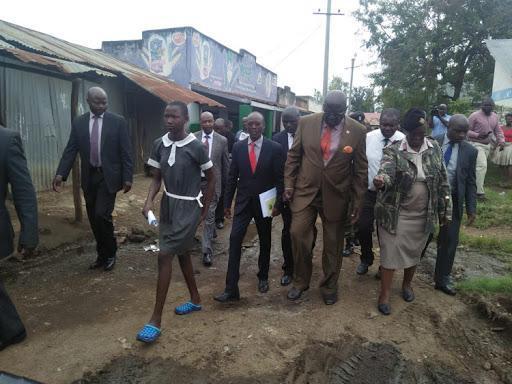  Education CS George Magoha in Kisumu's Nyalenda slums. |Photo| Courtesy|