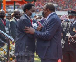 President Uhuru Kenyatta and Zambia's new President Hakainde Hichilema in Lusaka.