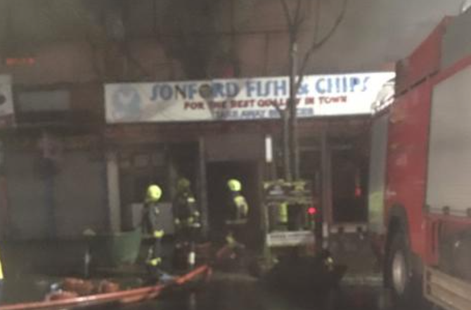 Screenshot of fire incident at Sonford City and Chips