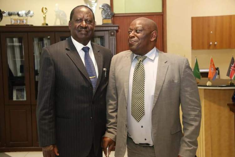 File image of ODM Leader Raila Odinga (left) and former Nominated Senator Paul Njoroge. |Courtesy| Twitter|