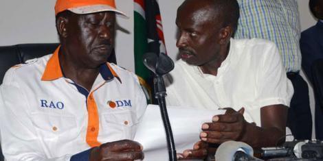 ODM Leader Raila Odinga and Nominated MP Wilson Sossion.|Photo| Courtesy|