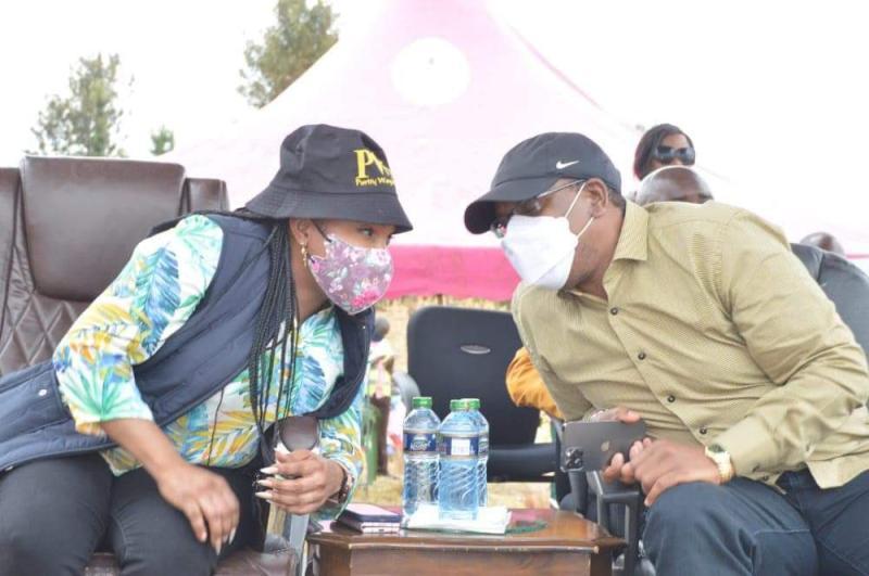 Kirinyaga Woman Rep Wangui Ngirici and Interior PS Karanja Kibicho in Mwea, Kirinyaga County on September 10, 2021. |Courtesy| Twitter|