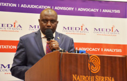 MCK CEO David Omwoyo addresses Council members and journalists at Serena Hotel, Nairobi, on September 16, 2021. |Courtesy| Twitter|