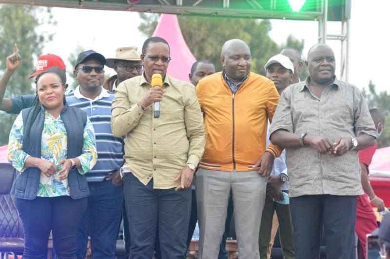 Kirinyaga Woman Rep Wangui Ngirici and Interior PS Karanja Kibicho in Mwea, Kirinyaga County on September 10, 2021. |Courtesy| Twitter|