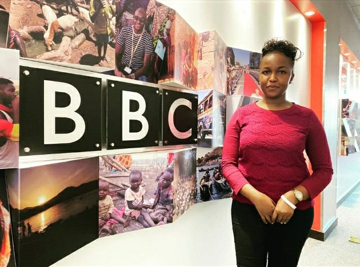 Grace Kuria at the BBC studios. |Photo| Courtesy|