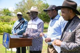 ODM Leader Raila Odinga addresses the press flanked by Mount Kenya Governors on Monday, September 27, 2021. |Photo| Courtesy|