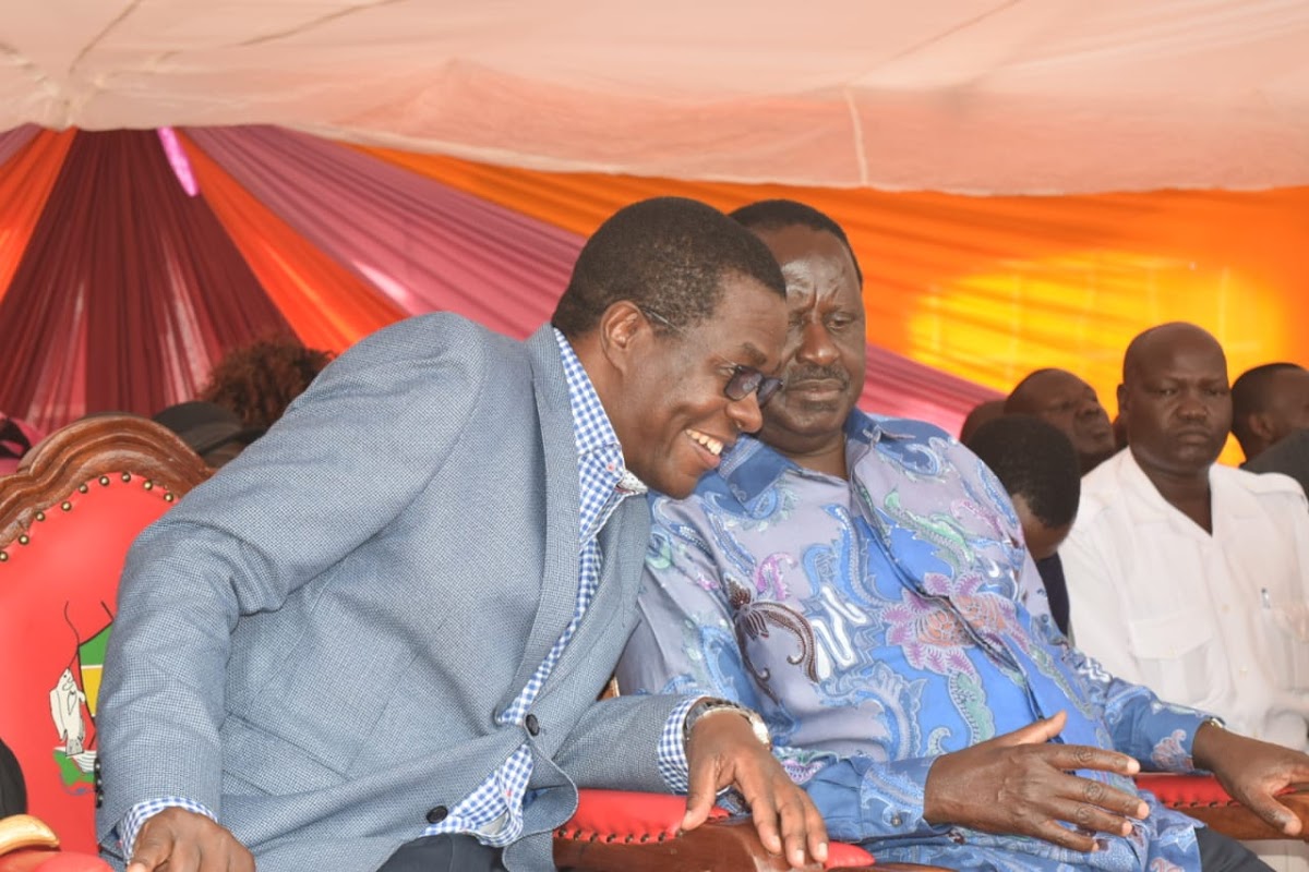 File Image of Ugunja MP Opiyo Wandayi and ODM leader Raila Odinga. (Courtesy). 
