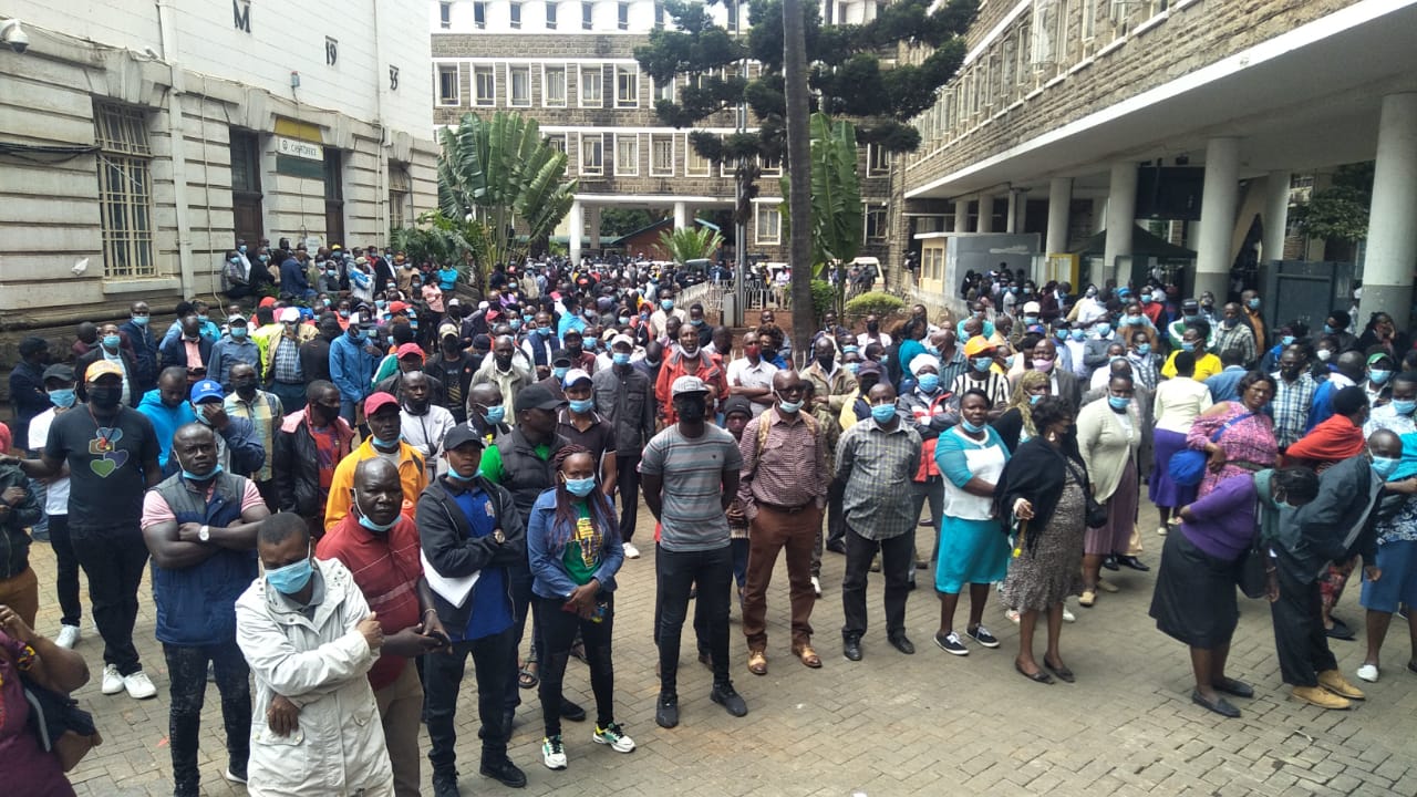 Nairobi City County employees go on strike on Wednesday, October 13, 2021. |Courtesy| Twitter|