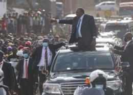 President Uhuru Kenyatta  in Ruiru town. 