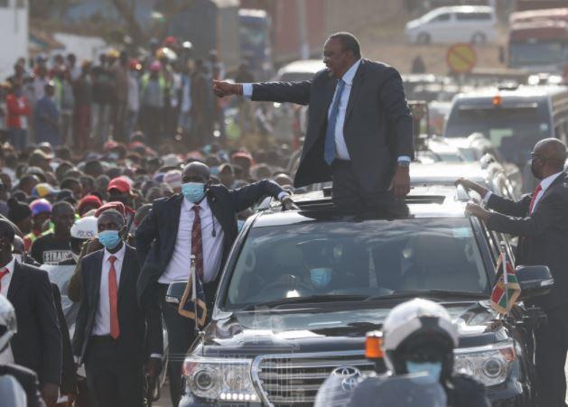 President Uhuru Kenyatta  in Ruiru town. 