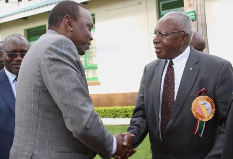 File mage of President Uhuru Kenyatta and late former Cabinet Minister Simeon Nyachae. |Photo| Courtesy|