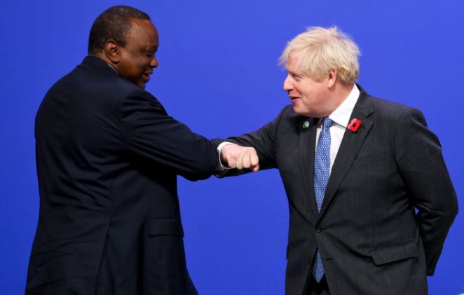 President Uhuru Kenyatta and UK PM Boris Johnson. 