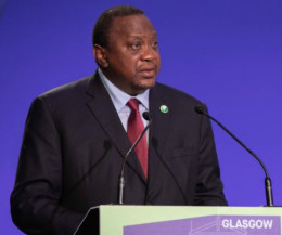 President Uhuru Kenyatta speaking during the UN Climate Change Conference (COP26) in Glasgow, Scotland.