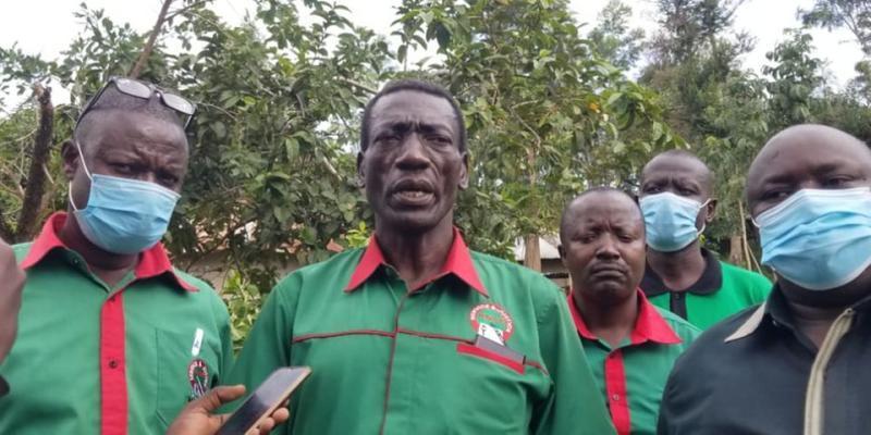 KNUT Secretary General Collins Oyuu addressing reporters (Courtesy)