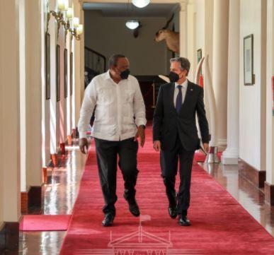 President Uhuru Kenyatta With US Secretary Of State Antony Blinken. 