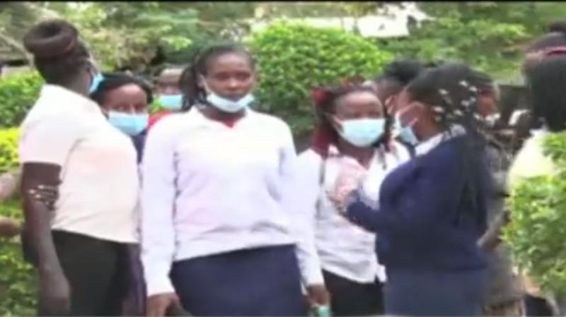 Screengrab of students stranded at Maria Consolata Teachers Training College in Isiolo. |Photo| Courtesy|