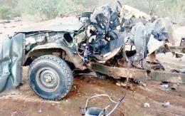 Wreckage of a police vehicle from a previous Al-Shabaab attack (Courtesy)