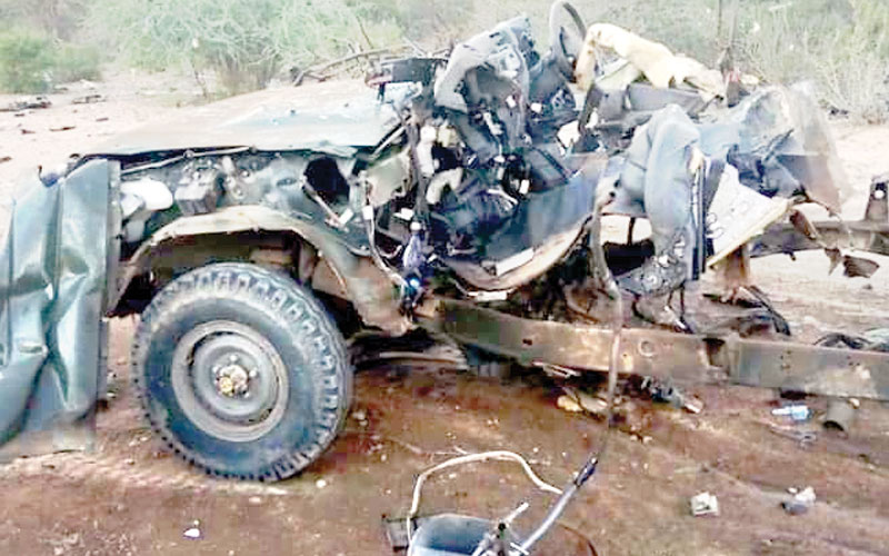 Wreckage of a police vehicle from a previous Al-Shabaab attack (Courtesy)