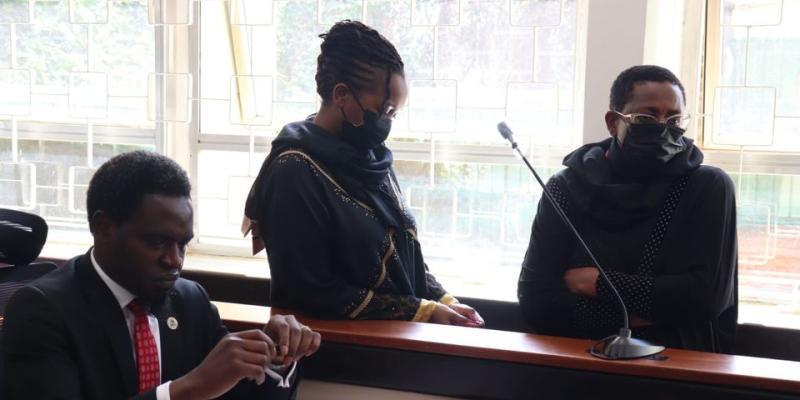 Billionaire Mary Wambui Mungai (r), Purity Njoki Mungai (c), and LSK President Nelson Havi at the Milimani Law Courts on Thursday, December 9, 2021. |Courtesy| Nation|