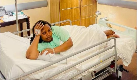 File image of Nominated Senator Millicent Omanga in hospital. |Courtesy| Twitter|
