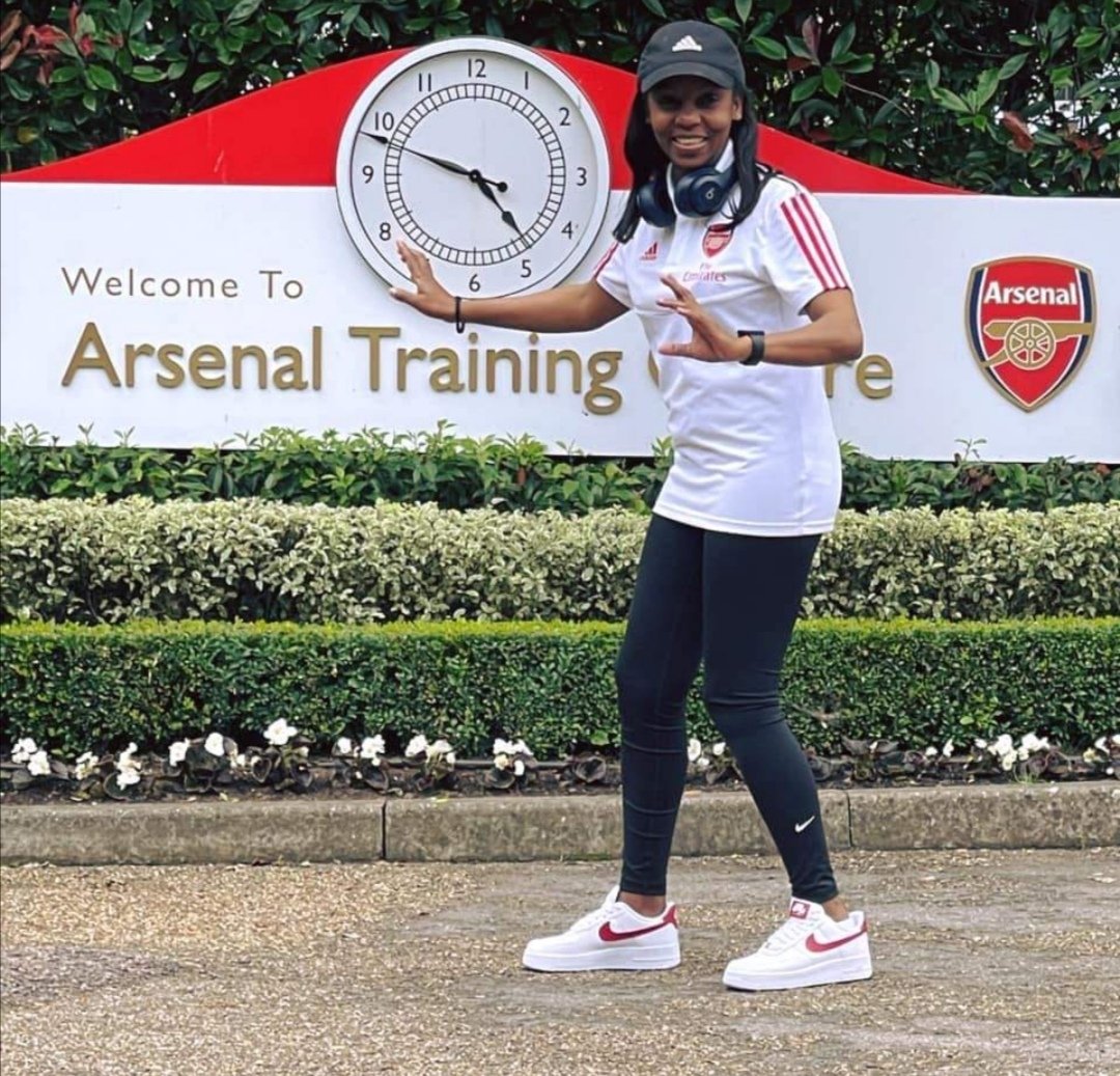 File image of Bernice Kariuki at the Arsenal FC training grounds. |Courtesy| Twitter|
