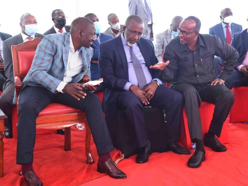 From left: DP William Ruto, Meru Senator Mithika Linturi, and Garissa Township MP Aden Duale. |Photo| Courtesy|