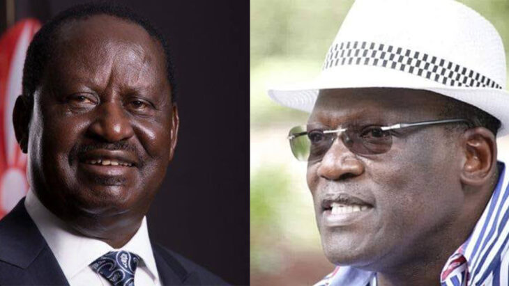 ODM leader Raila Odinga with UDA Chairman Johnson Muthama (Courtesy)