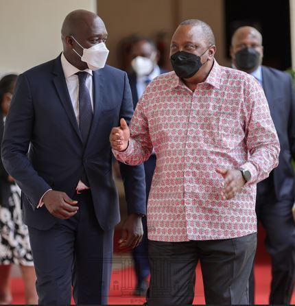 President Uhuru Kenyatta and IFC Managing Director Makhtar Diop at State House, Nairobi.