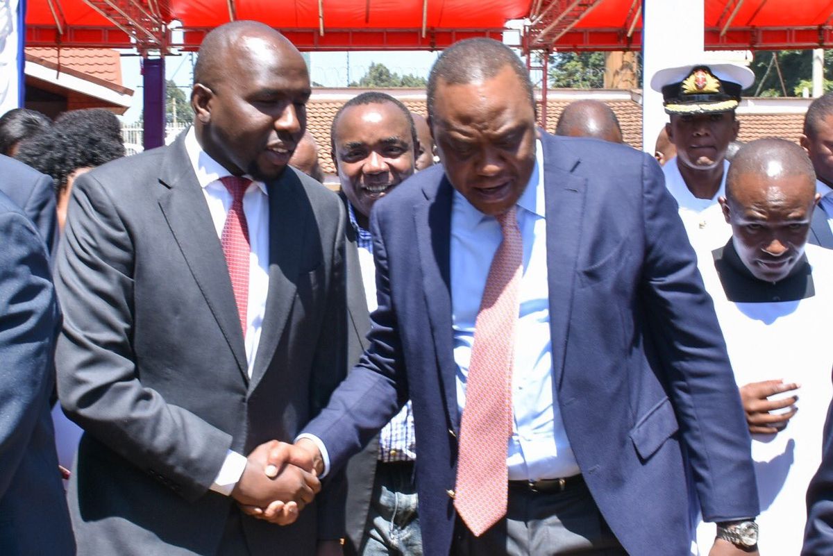 File image of Elgeyo-Marakwet Senator Kipchumba Murkomen and President Uhuru Kenyatta. 
