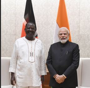 Raila Odinga and Indian Prime Minister Narendra Modi. 