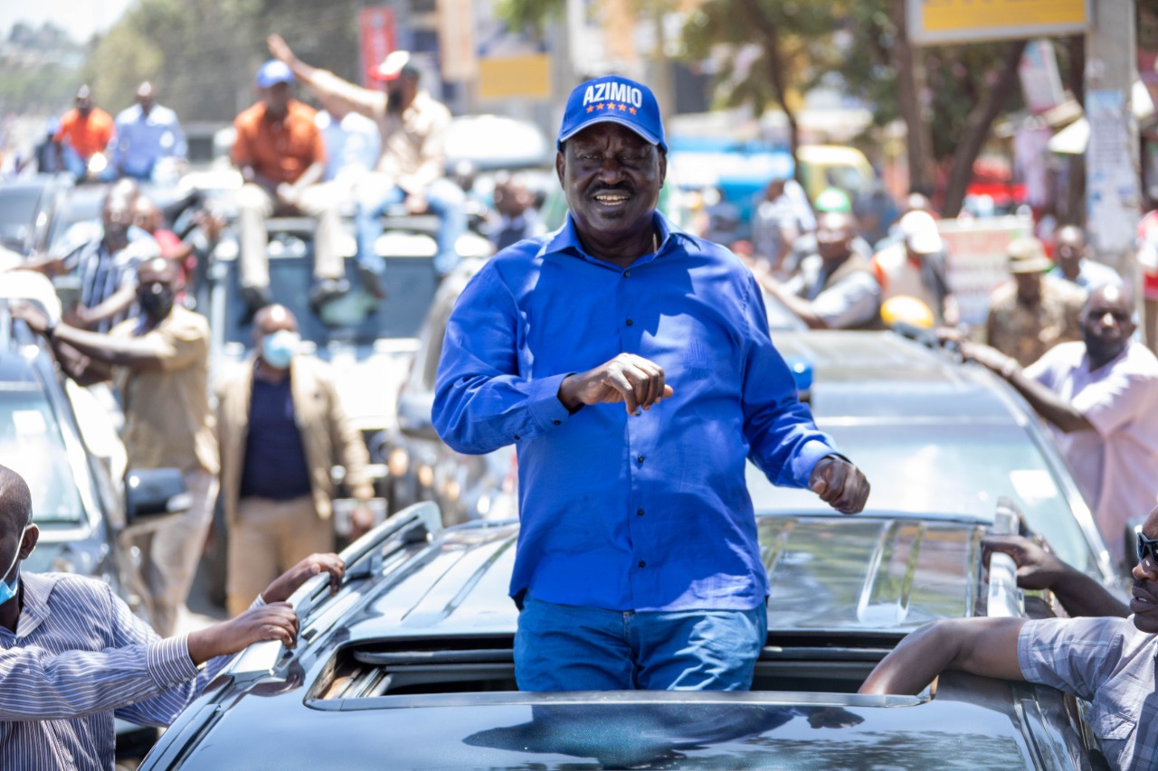 Azimio la Umoja presidential candidate Raila Odinga. 