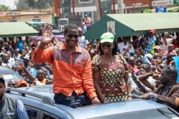 Narc Kenya leader Martha Karua and Opiyo Wandayi during campaigns in Kakamega County. 