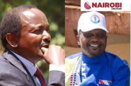Collage image of Gatundu South MP Moses Kuria and Wiper leader Kalonzo Msuyoka.