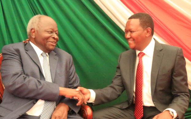 Former President Mwai Kibaki and Governor Alfred Mutua. 