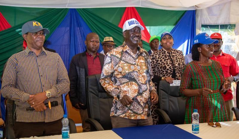File image of Raila Odinga, Martha Karua and PS Karanja Kibicho. 