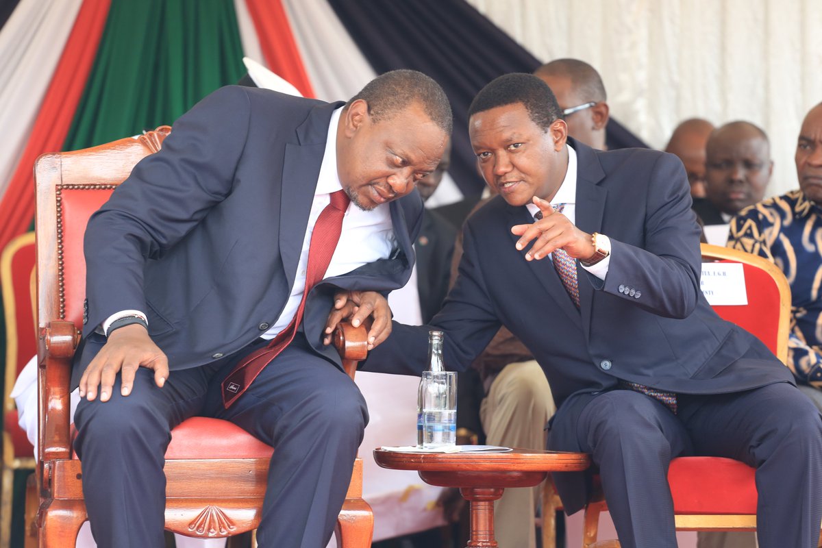 File image of President Uhuru Kenyatta and Governor Alfred Mutua. 