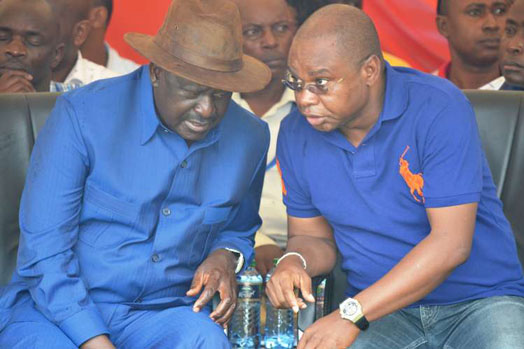 ODM leader Raila Odinga and Governor Amason kingi. 