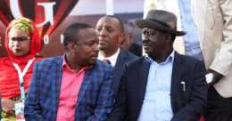 File image of Azimio presidential candidate Raila odinga and Mike Sonko. 