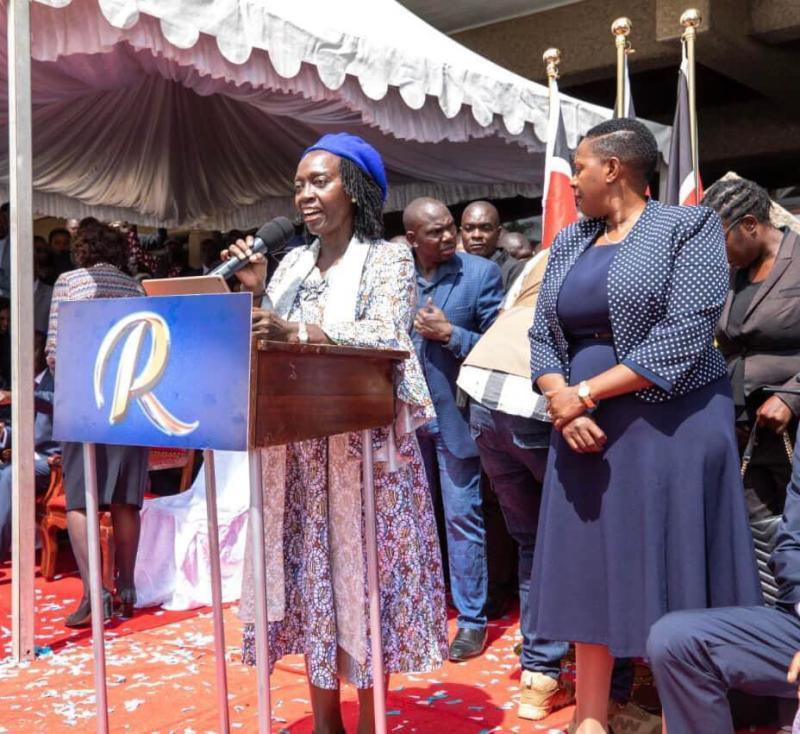 File image of Marth Karua and Murang'a women rep Sabina Chege. 
