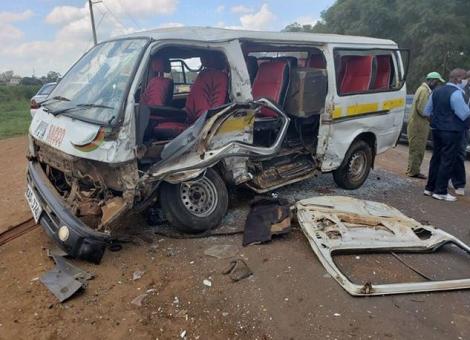File image of a past accident involving a 14-seater matatu. 