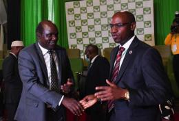 File image of IEBC chairman Wafula Chebukati and Walter Mong'are. 