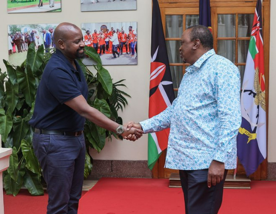 President Uhuru Kenyatta and Muhoozi Kainerugaba at State House. 