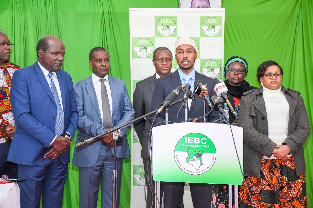 IEBC chairman Wafula Chebukati and CEO Marjan Hussein.