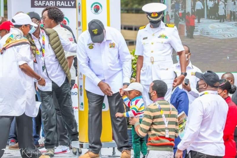 President Uhuru Kenyatta and his grandson at KICC. Photo courtesy of Danito Kinyanjui. 