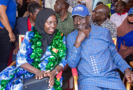 File image of Former Azimio la Umoja One Kenya presidential candidate Raila Odinga and his former running mate Martha Karua.