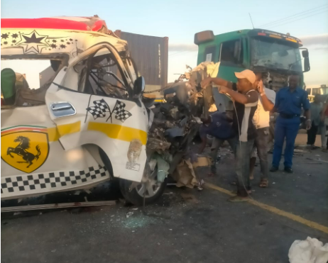 The wreckage of the matatu.