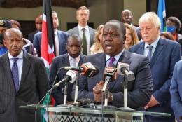 Interior CS Fred Matiang’i with development partners. 
